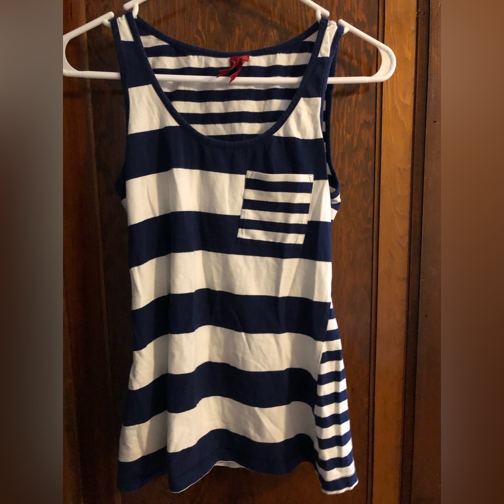 Red Camel Navy and White Striped Tank Top, S